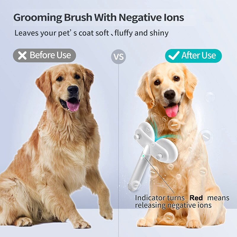 3-in-1 Self-Cleaning Pet Brush with Negative Ion Technology