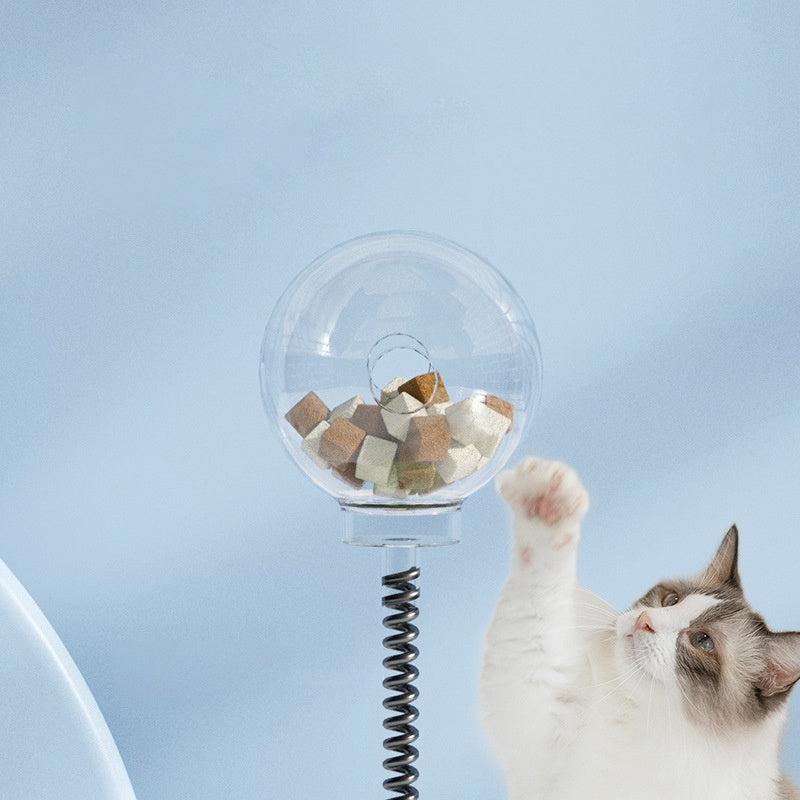 2-in-1 Interactive Cat Toy with Food Dispenser And Turntable Ball
