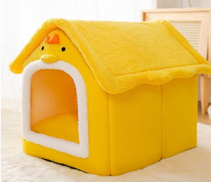 Foldable Enclosed Cave Warm Winter Bed Pet House for Cats & Dogs
