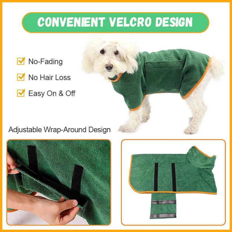 Quick-Dry Dog Towel Robe With Ultra-Absorbent Microfiber