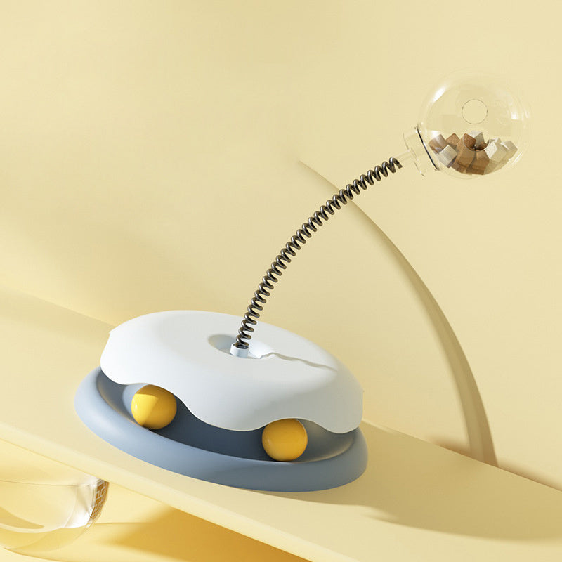 2-in-1 Interactive Cat Toy with Food Dispenser And Turntable Ball