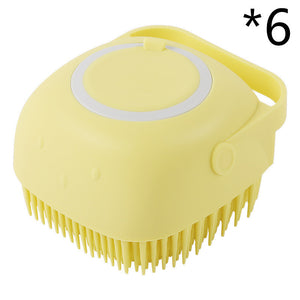 Silicone Pet Bath & Massage Brush With Shampoo Dispensing Grooming Tool