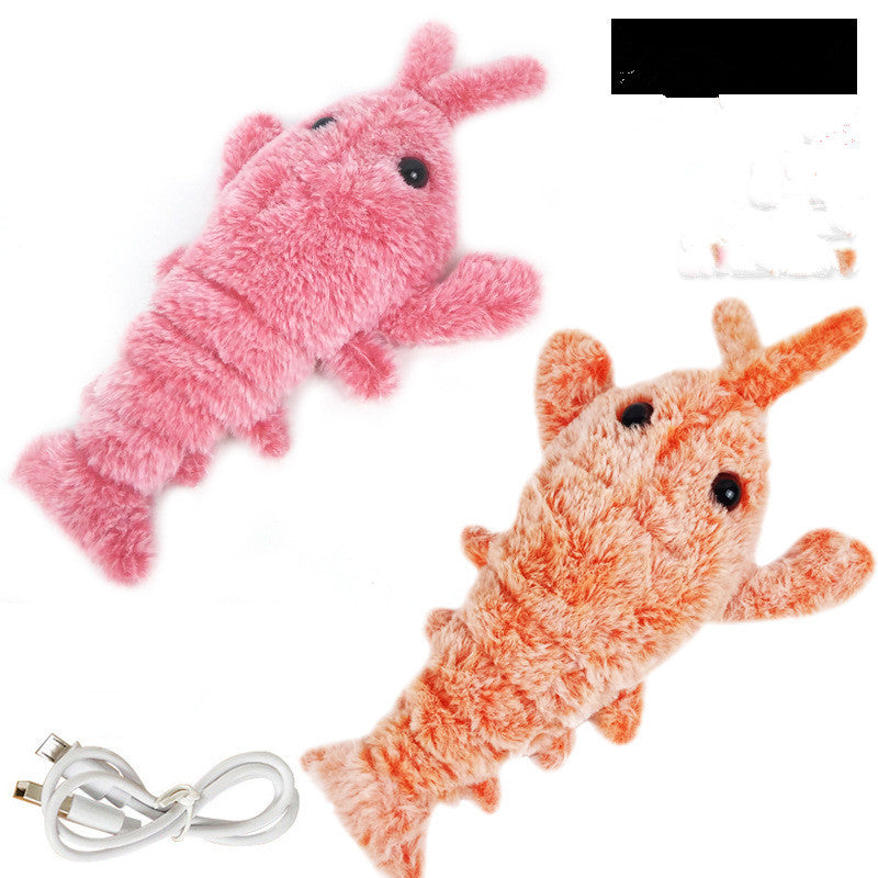 Electric Jumping Shrimp Plush Pet Toy
