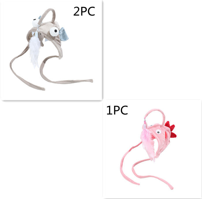 Head Wearing Feather Cat Stick Toy