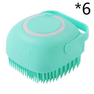 Silicone Pet Bath & Massage Brush With Shampoo Dispensing Grooming Tool