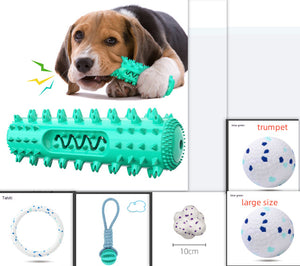 Durable Dog Teething Stick, Squeaky Chew Toy And Toothbrush