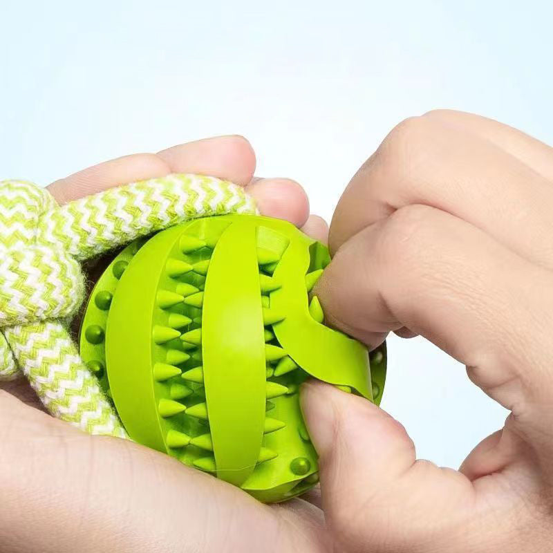 Dog Hemp Rope Rubber Leaking Ball Toy
