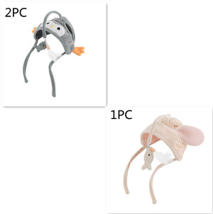 Head Wearing Feather Cat Stick Toy