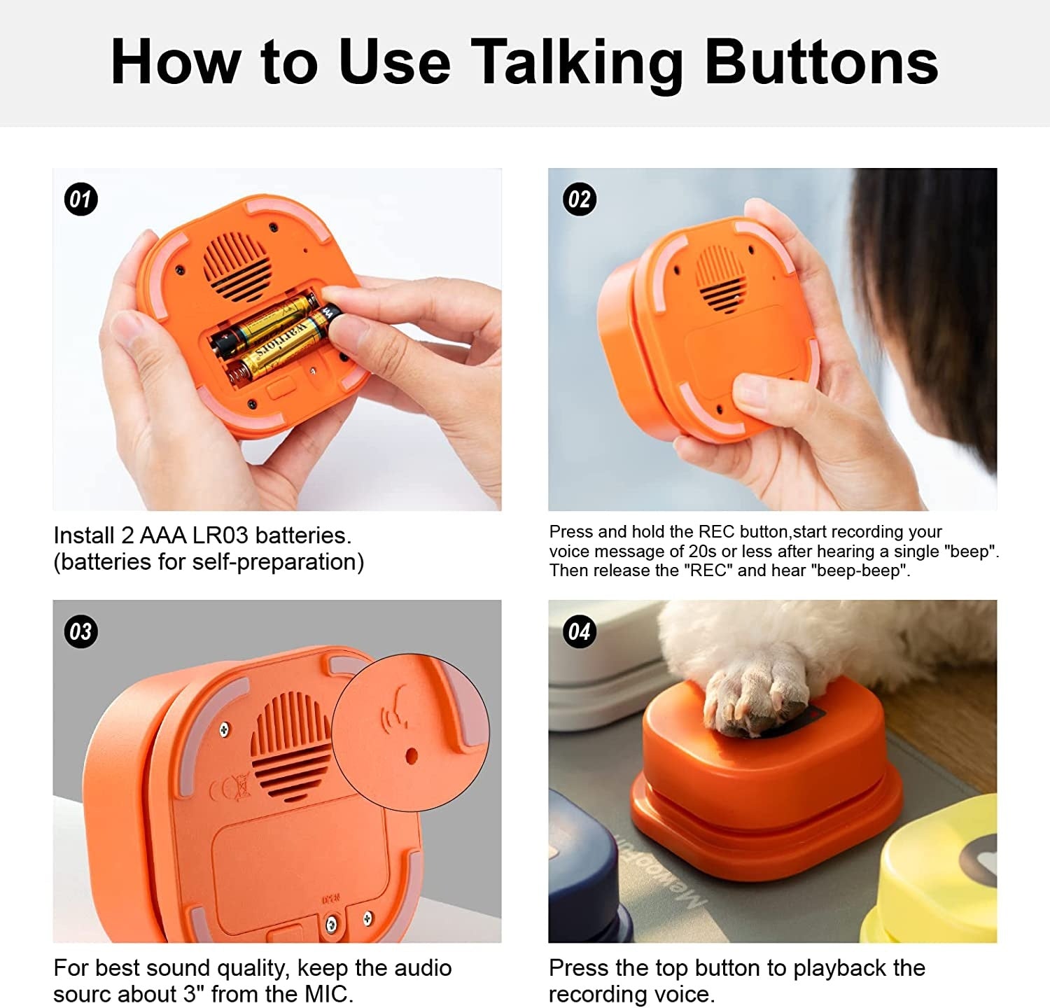 Dog Button Record Talking Toy