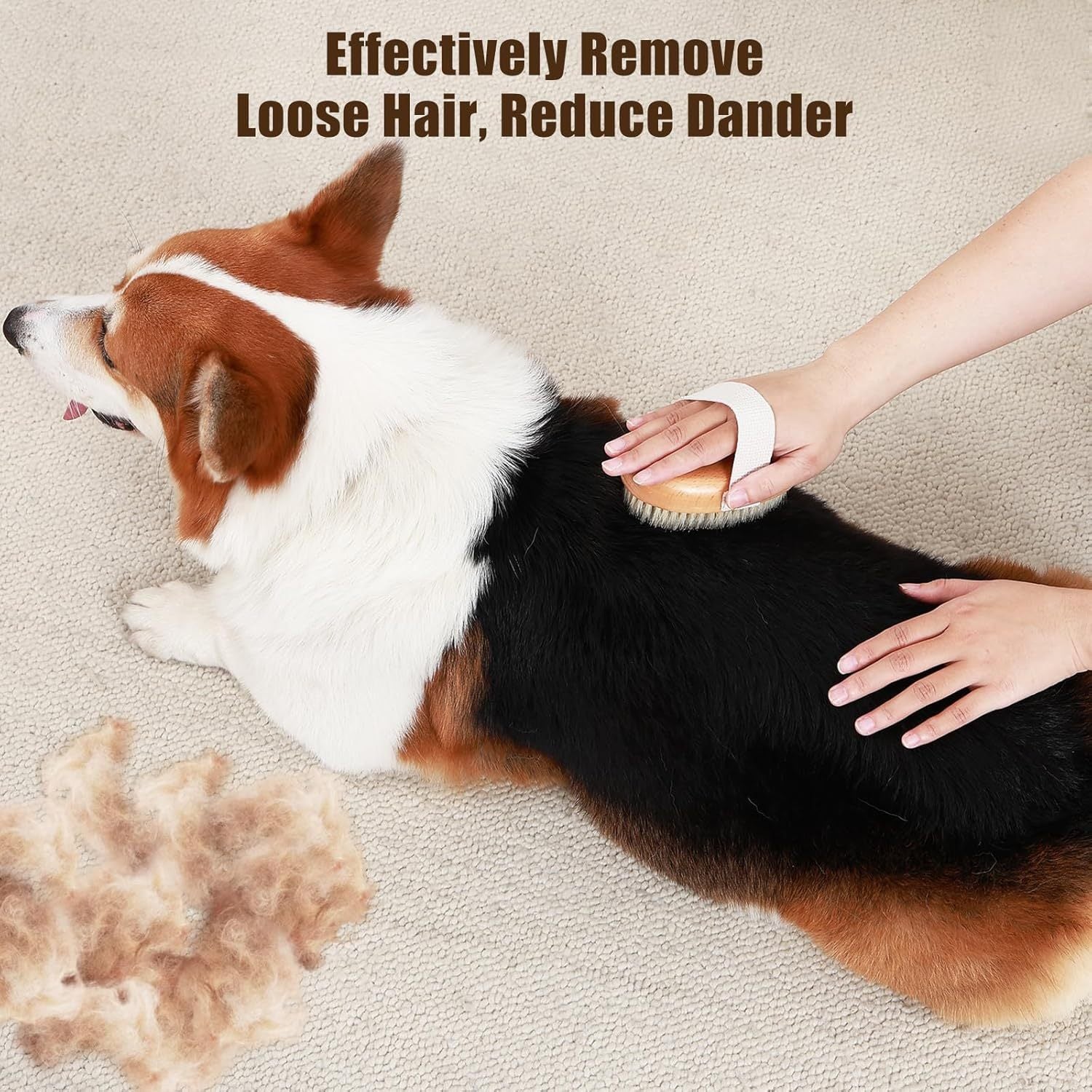 Soft Boar Bristle Pet Palm Brush