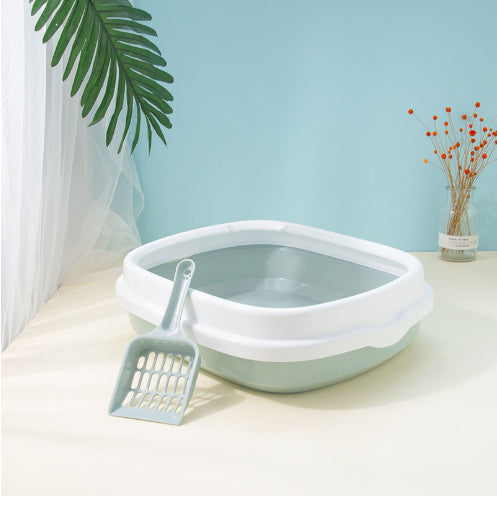 Large Anti-Splash Cat Litter Box with Detachable Shield