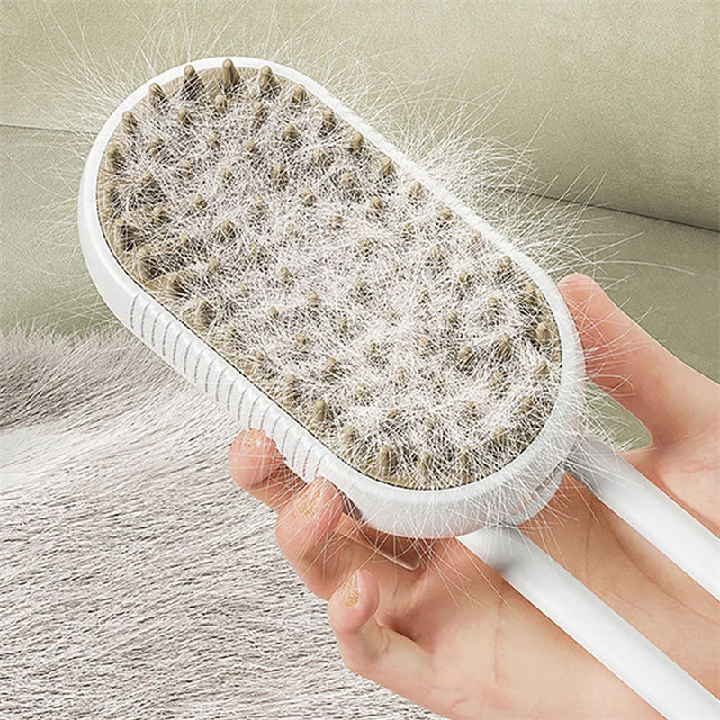 3-in-1 Steam Brush for Pet Grooming, Massage & Hair Removal