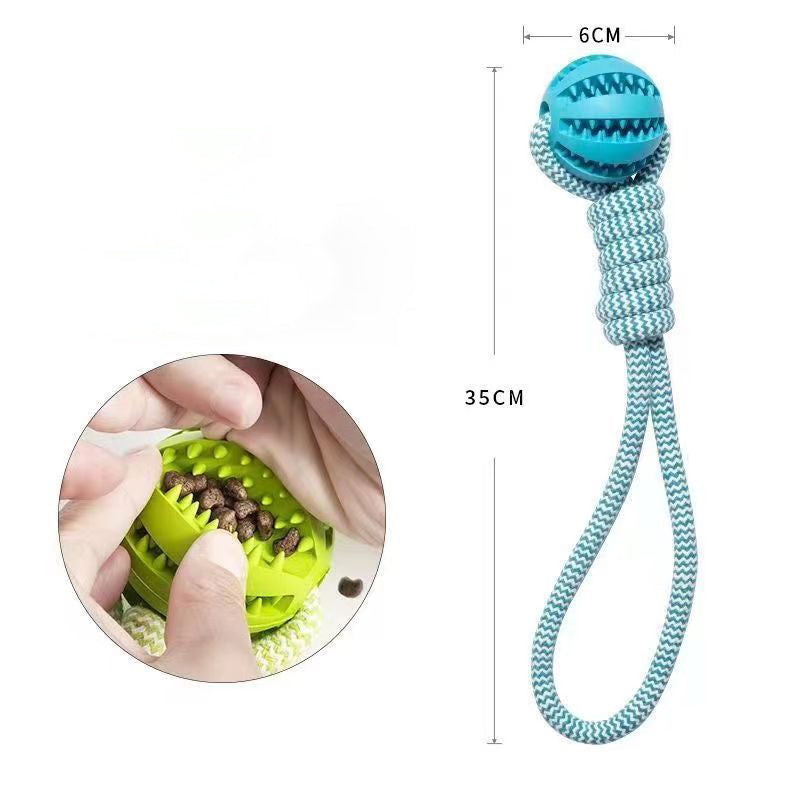 Dog Hemp Rope Rubber Leaking Ball Toy