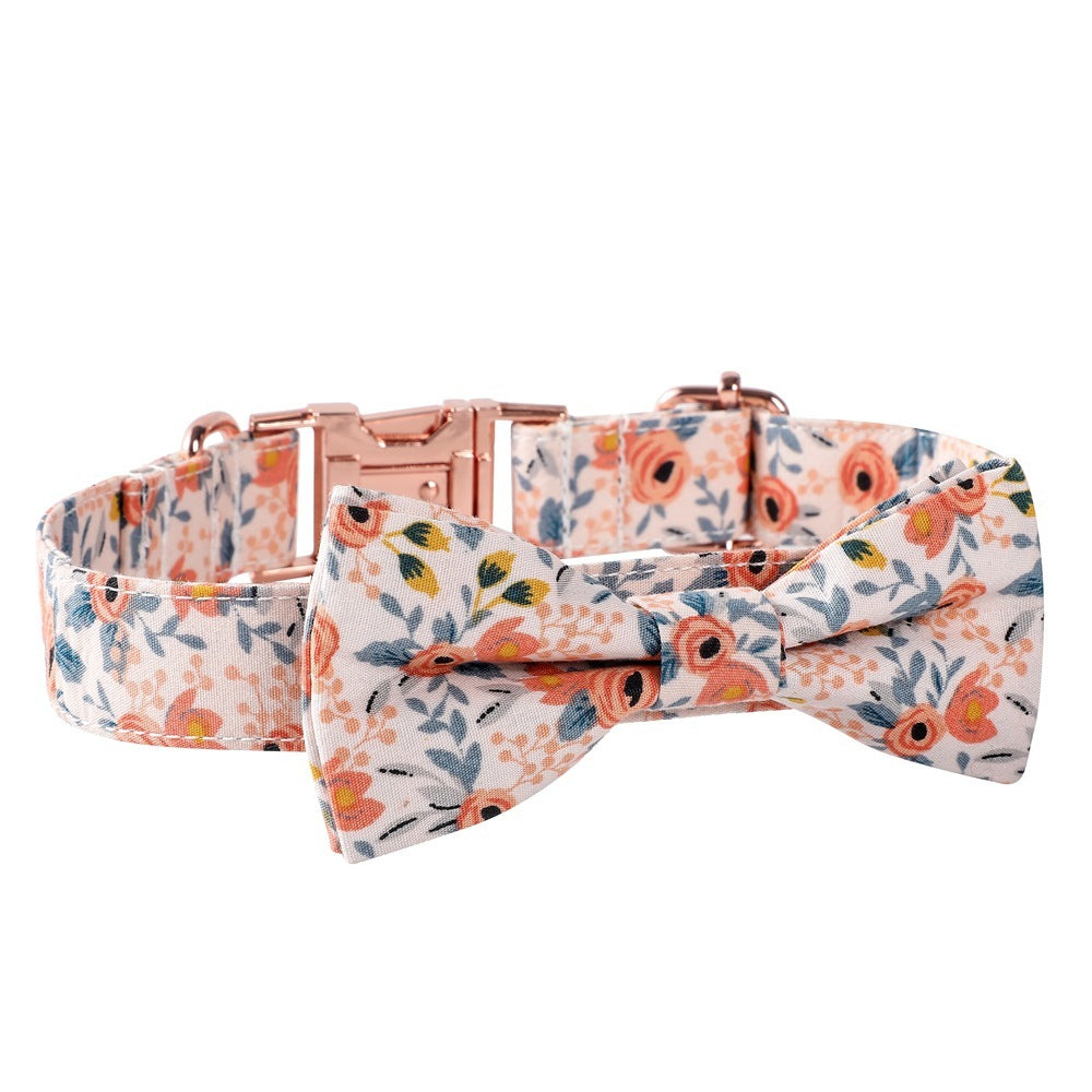 Floral Rose Gold Buckle Dog Collar