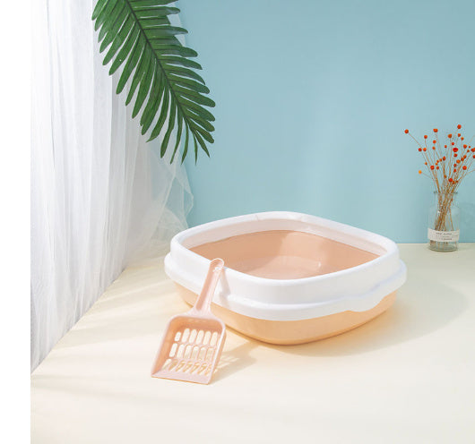 Large Anti-Splash Cat Litter Box with Detachable Shield