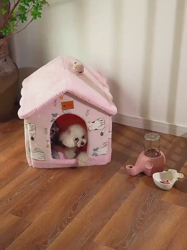 Foldable Enclosed Cave Warm Winter Bed Pet House for Cats & Dogs